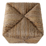 Decorative Ottoman - Brown Rattan Square Textured, 18 in.