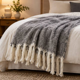 Aurora Mohair Throw, Grey Ivory
