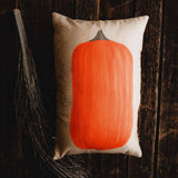 Primitive Fall Pumpkin Lumbar Pillow Cover | 18x12 Thanksgiving Décor | Fall Decor | Room Decor | Decorative Pillows | Gift for her: Leaning Pumpkin / Cover