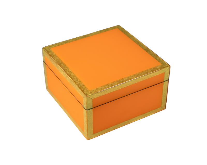 Orange with Shine Gold Leaf Trim - Square Box - L-31FSOSGL
