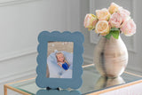 CHAMBRAY BLUE LACQUERED SCALLOP PHOTO FRAME 5X7