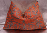 Handmade Velvet Throw Pillow 16x24 - Soft Brownish Orange