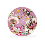 Peacock Lotus Garden Pink Porcelain Dessert Plate Set of 2