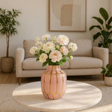 Pink 8 in. Ceramic Novelty Striped Blush Vase