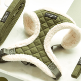 Khaki Quilted Adjustable Neck Harness: L