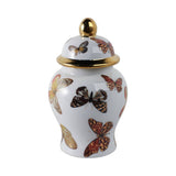 Multicolor 8x5 in. Ceramic Glam Temple Jar with Butterflies