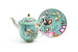 Peacock Lotus Garden Green Fine Porcelain Tea For One Set
