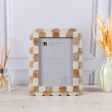 Picture Frames Scalloped Pattern Bone Inlay Collection,Brown
