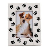 Photo Frame - White/Black Resin Wood Paw Prints, 4x6 in.