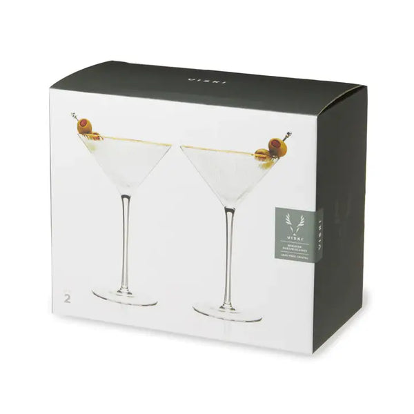 Gold-Rimmed Crystal Martini Glasses - Set of 2