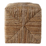 Decorative Ottoman - Brown Rattan Square Textured, 18 in.