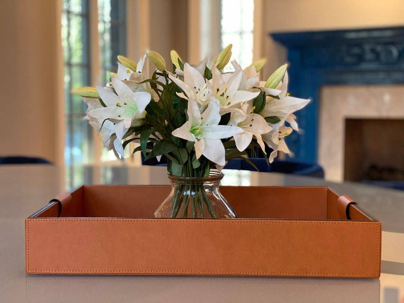 Cooper Saddle Hand-Stitched Premium Leather | Serving Tray | 20" x 14" x 3.15" | One Preevay