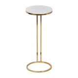 End Table - White Marble Top with Iron Frame, 24 in.