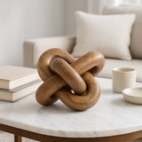 Decorative Figurine - Brown Wood Interlocking Knot, 6 in.