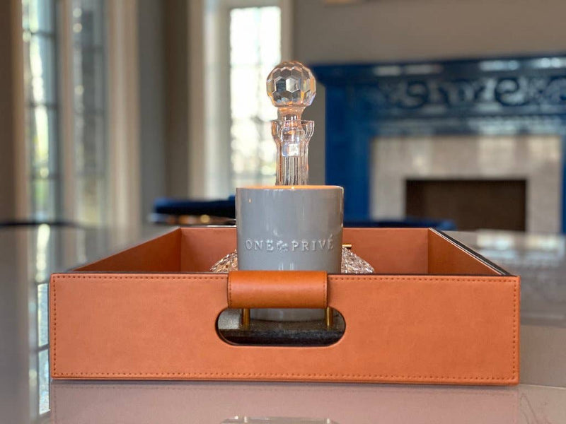 Cooper Saddle Hand-Stitched Premium Leather | Serving Tray | 20" x 14" x 3.15" | One Preevay