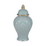 Ceramic Rope Temple Lidded Decorative Jar - Blue, 14 in.