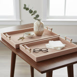 Decorative Trays- Tan Wood Selenite,