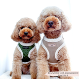 Khaki Quilted Adjustable Neck Harness: L