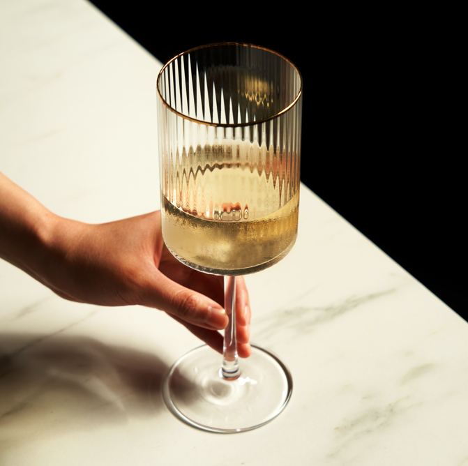 Gold-Rimmed Wine Glasses- SET OF 2