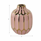 Pink 8 in. Ceramic Novelty Striped Blush Vase