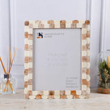Picture Frames Scalloped Pattern Bone Inlay Collection,Brown