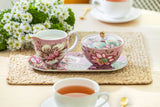 Peacock Lotus Garden Pink Sugar Creamer Serving Tray Set