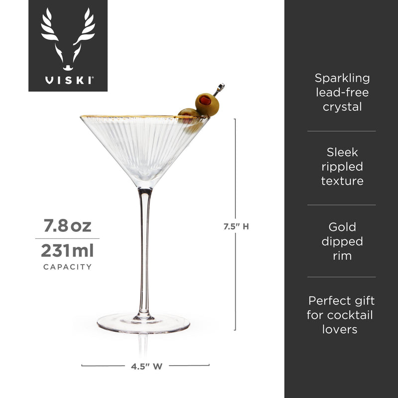 Gold-Rimmed Martini Glasses- SET OF 2