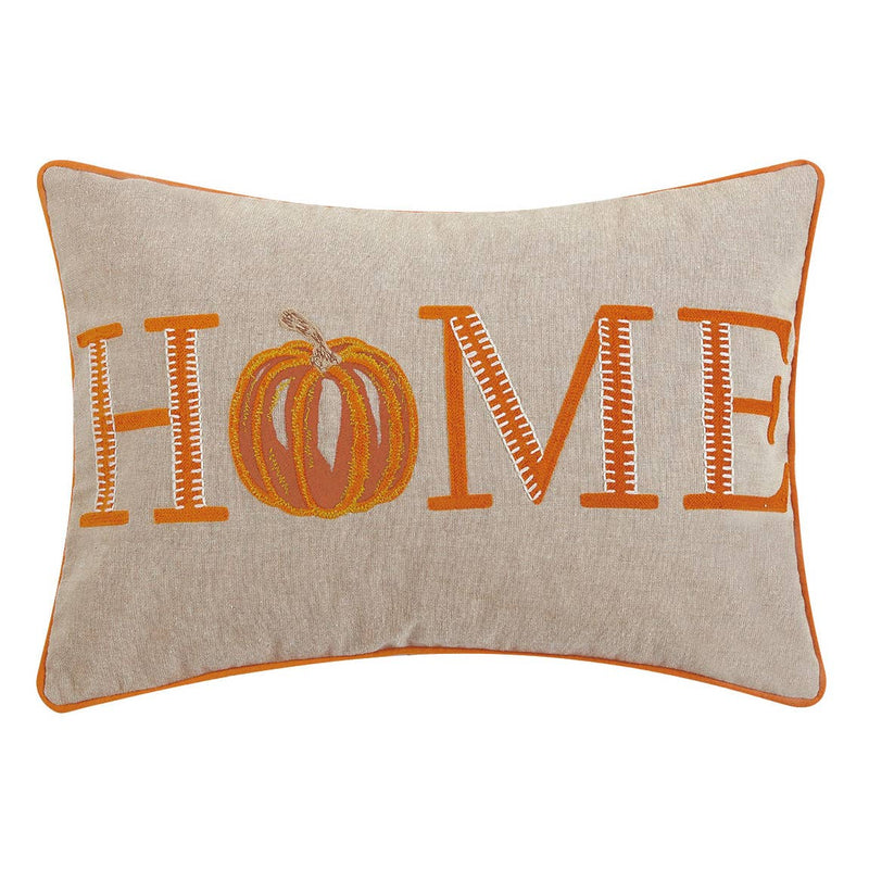 Natural Home Pumpkin Embroidered Pillow