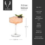 Deco Meridian Gold Rimmed Crystal Coupe Glasses Set of 2