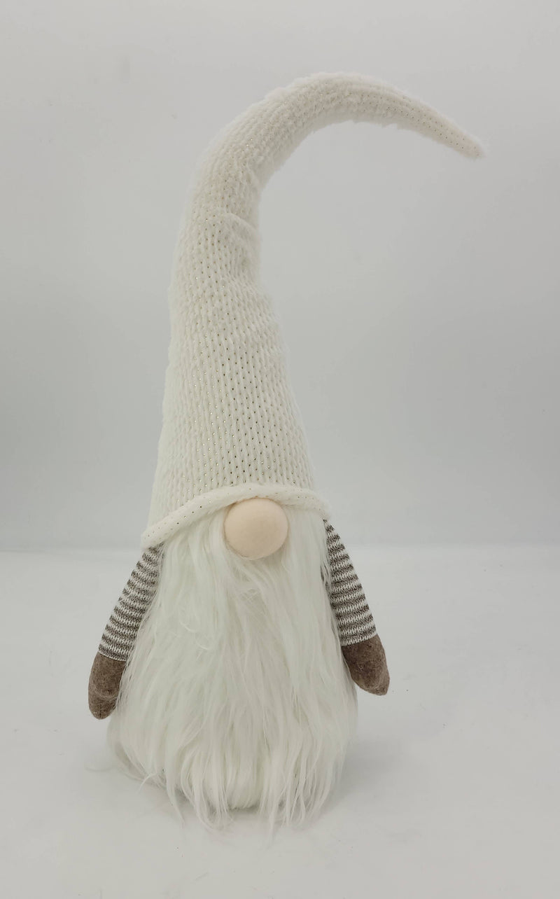 Off-White Knitted Hat Sitting Holiday Gnome 31"