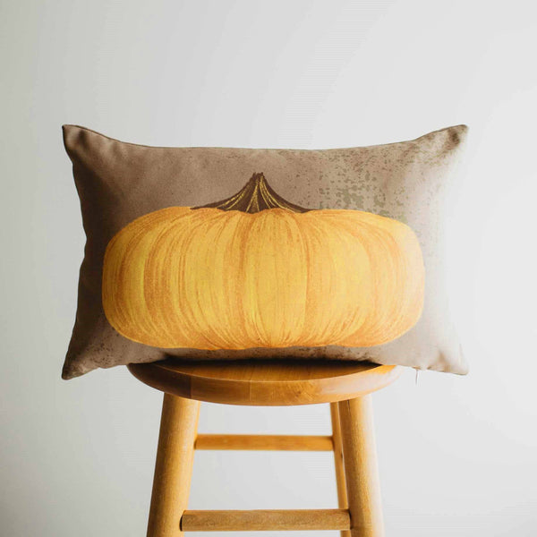 Primitive Flat Fall Pumpkin Lumbar Pillow Cover | 18x12 Thanksgiving Décor | Fall Decor | Room Decor | Decorative Pillows | Gift for her: Flat Yellow Pumpkin / Cover