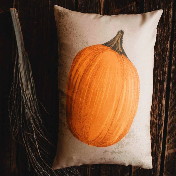 Primitive Fall Pumpkin Lumbar Pillow Cover | 18x12 Thanksgiving Décor | Fall Decor | Room Decor | Decorative Pillows | Gift for her: Leaning Pumpkin / Cover