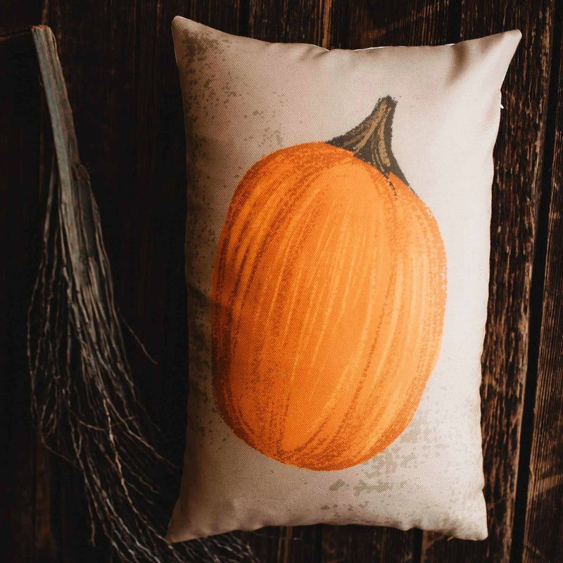 Primitive Fall Pumpkin Lumbar Pillow Cover | 18x12 Thanksgiving Décor | Fall Decor | Room Decor | Decorative Pillows | Gift for her: Leaning Pumpkin / Cover