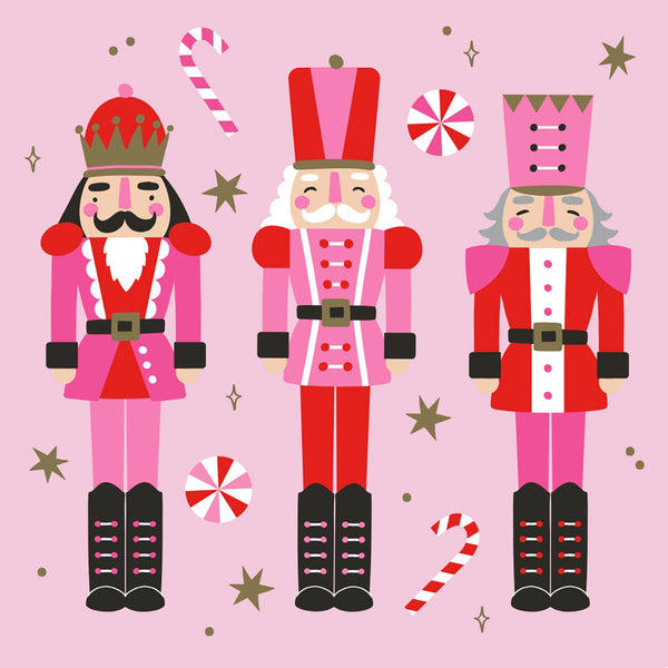 Pink Holiday Cocktail Napkins | 3 Nutcracker - 20ct