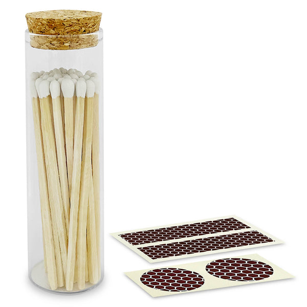 4" Matches in Chic Cork Top Jar - Colors of Your Choice: White Tip