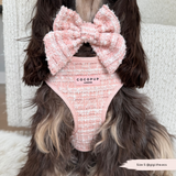 Pink Textured Tweed Adjustable Neck Harness: M