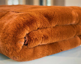 One Preevay Coco Brown Ultra-Soft Faux Rabbit Fur Throw | Luxury 800gsm Plush | 50x60