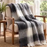 Windsor Check Mohair Throw, Black and White