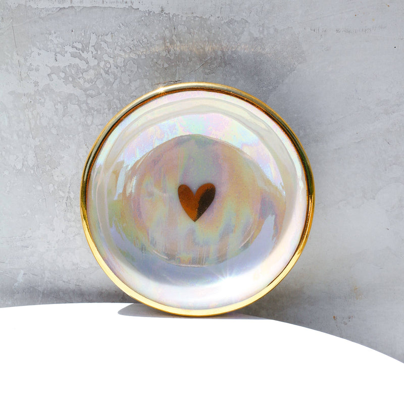 Iridescent Heart Ring Dish