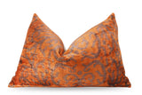 Handmade Velvet Throw Pillow 16x24 - Soft Brownish Orange