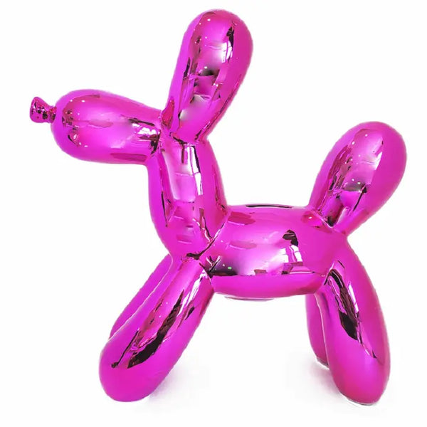Hot Pink Ceramic Dog Piggy Bank 12"