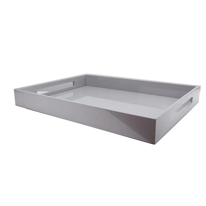 CHIFFON GREY LARGE LACQUERED OTTOMAN TRAY