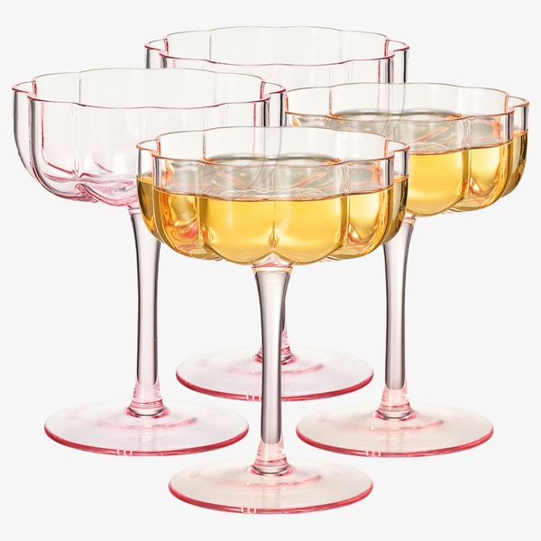 Elegant Flower Champagne & Cocktail Coupes sets of 4/BAR COLLECTION/James By Jimmy Delaurentis 