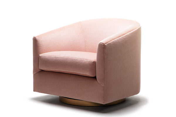 Anna Swivel Chair : Blush Velvet W/ Brass Base -JAMES By Jimmy DeLaurentis