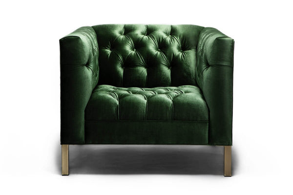 Capri Arm Chair : Juniper Velvet W / Croc Leather/ Gold Legs - JAMES By Jimmy DeLaurentis 